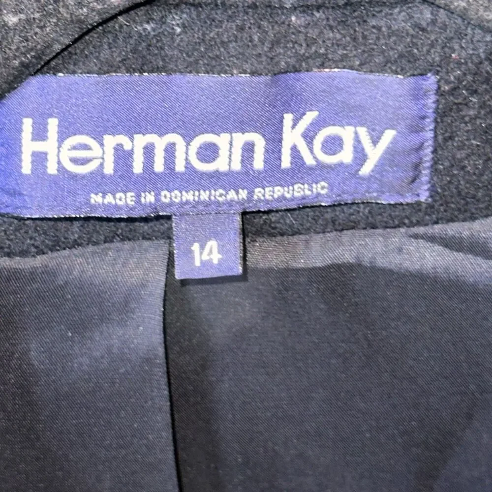 Vintage Herman Kay 100% WOOL Coat Lined Jacket Pea Coat